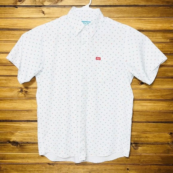 DIXXON Other - Dixxon Shipwrecked Button Up Short Sleeve Shirt Mens Size Large Anchor Nautical